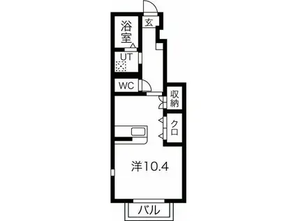 P.COURT(ワンルーム/1階)の間取り写真