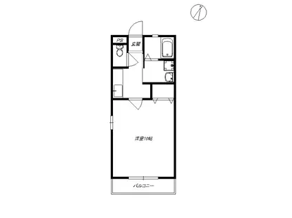 マリンハイツC(1K/1階)の間取り写真