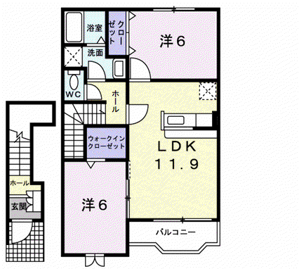 セイバリーII(2LDK/2階)の間取り写真