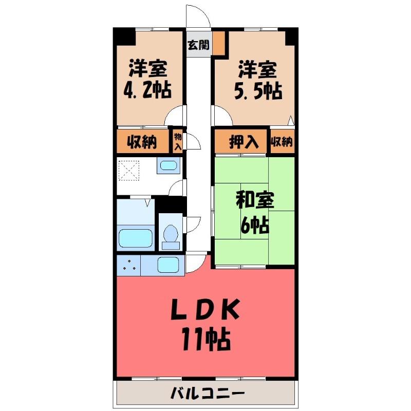 フォレストマンション(3LDK/2階)の間取り写真
