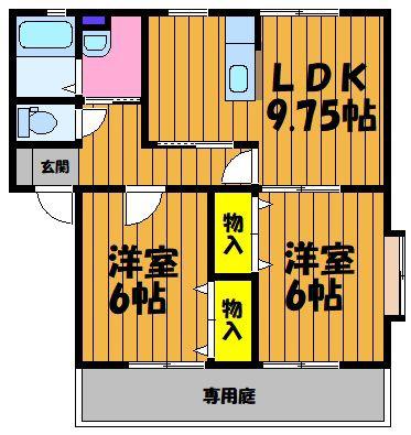 サンビレッジ早島A(2LDK/1階)の間取り写真