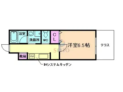 TS ガーデンテラス (1K/1階)の間取り写真