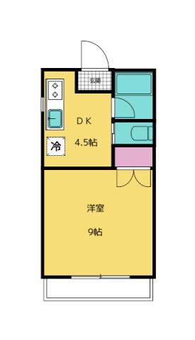 山陽ビル(1DK/3階)の間取り写真