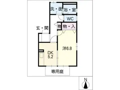 コスモハイツII(1DK/1階)の間取り写真
