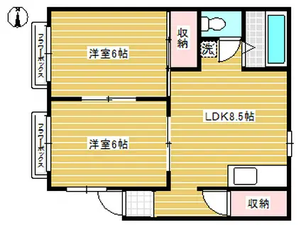 CHERRY HOUSE II(2DK/2階)の間取り写真
