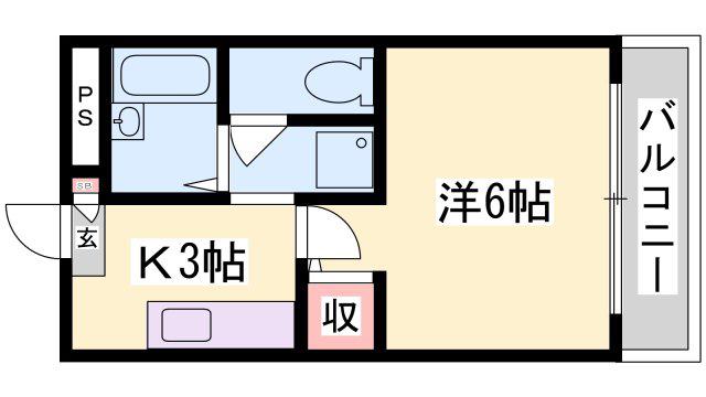 ハーブ辻井(1K/3階)の間取り写真
