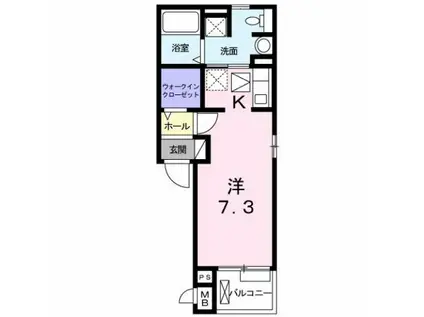 ハピネス浦江 II(1K/1階)の間取り写真