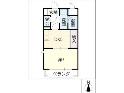 ディアコート磯部第6(1DK/4階)の間取り写真