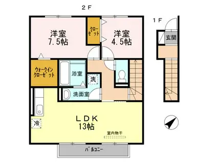 セジュールIII(2LDK/2階)の間取り写真