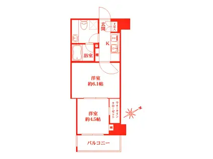 ザ・パークハビオ横浜東神奈川(2K/5階)の間取り写真