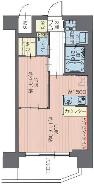 プレジオ川口ASIAN(1LDK/2階)の間取り写真