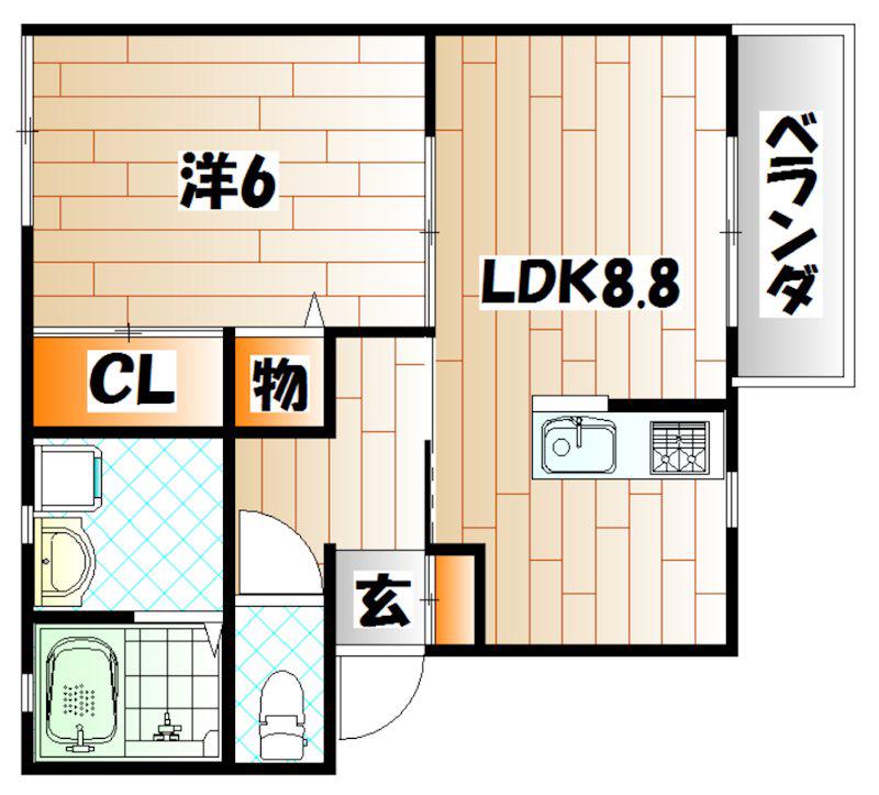 ビッグフィールド高坊(1LDK/1階)の間取り写真