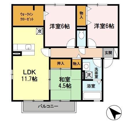 ハッピーロード佐土(3LDK/2階)の間取り写真