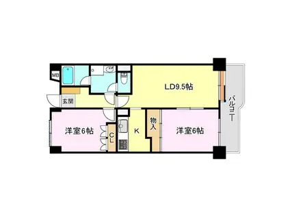 ヴィラ・クレドール(2LDK/4階)の間取り写真