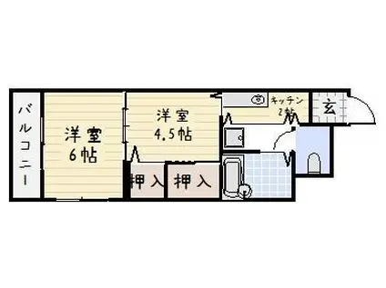 SKハイツ(1K/4階)の間取り写真