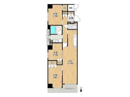 サンマイン北浜(2SLDK/13階)の間取り写真