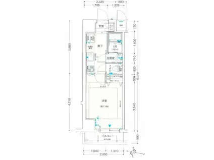 アドバンス三宮Ⅵクレスト(1K/4階)の間取り写真