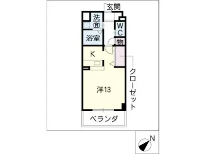 スタシオン上小田井(ワンルーム/2階)の間取り写真