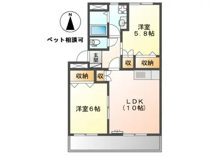 グランディアI(2LDK/2階)の間取り写真