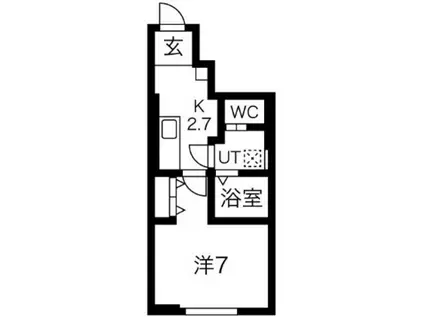 RESI大沢川原II(1K/1階)の間取り写真