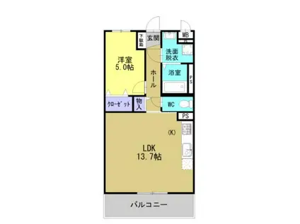 プランドールソフィアVI(1LDK/1階)の間取り写真