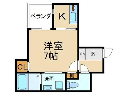 イーズ香里園(1K/1階)の間取り写真