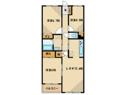 クレールコート芦花公園(3LDK/1階)の間取り写真