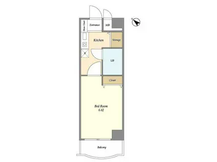 コスモリード溝の口(1K/4階)の間取り写真