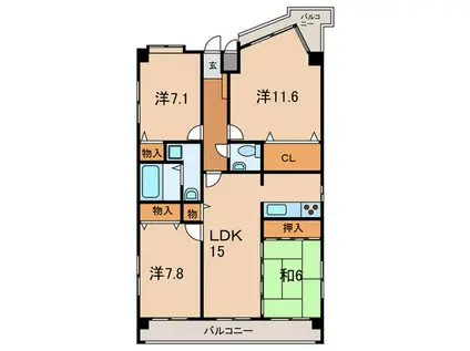 OCEANII(4LDK/5階)の間取り写真