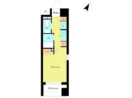 エクセリア日本橋箱崎(1K/6階)の間取り写真