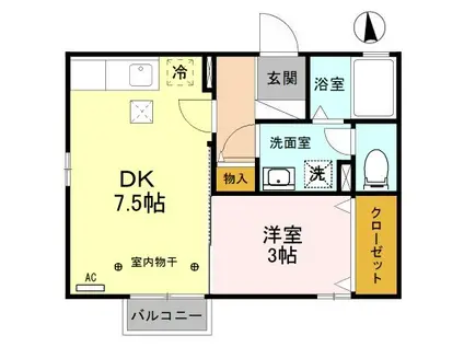 レリッシュ(1DK/1階)の間取り写真