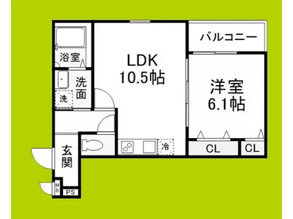 シャルマンエイトII番館(1LDK/2階)の間取り写真