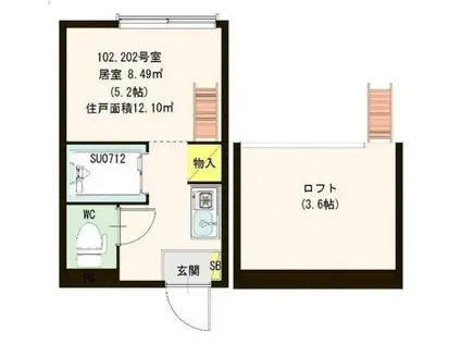 ESTANCIA(ワンルーム/2階)の間取り写真