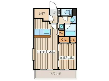 プレシャス(1LDK/2階)の間取り写真