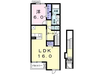 メゾンコート・Y(1LDK/2階)の間取り写真