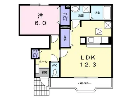 ジェルメ ハナミヅキ(1LDK/1階)の間取り写真
