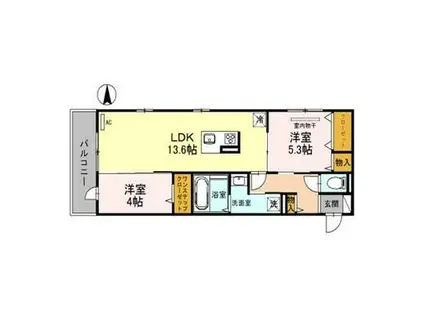 ラ・マーサ(2LDK/2階)の間取り写真