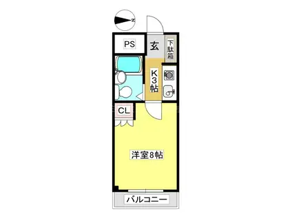 スカイエクセル御津A(1K/4階)の間取り写真