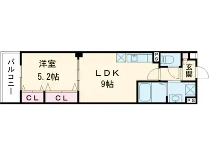 ピレーネ北条IV(1LDK/2階)の間取り写真