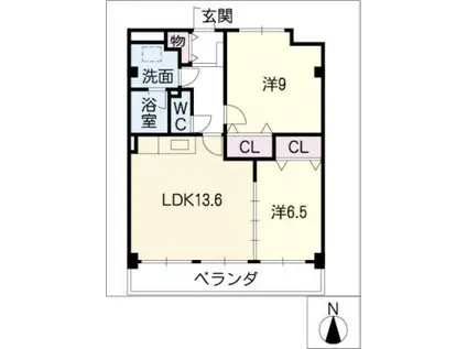 グリンデル入沢(2LDK/3階)の間取り写真