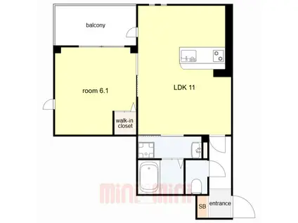 レガリア東園田(1LDK/3階)の間取り写真