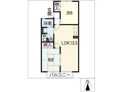 エクレール山の神(2LDK/1階)の間取り写真