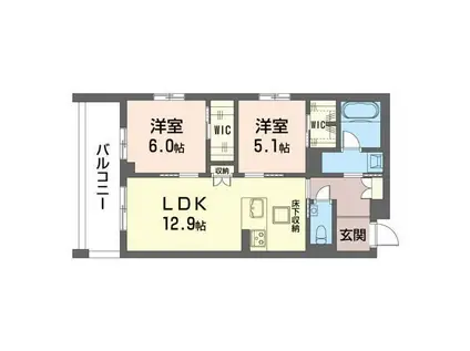 コン・フィオーレ(2LDK/1階)の間取り写真