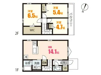 イーストガーデンA(3LDK/1階)の間取り写真