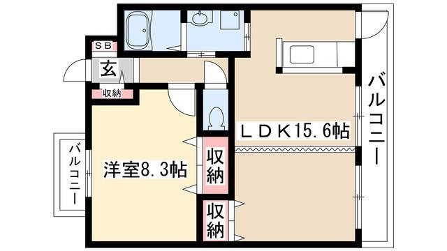 ピースハイランド(2DK/2階)の間取り写真