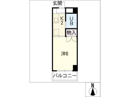 リズスクエア 西棟(1K/2階)の間取り写真