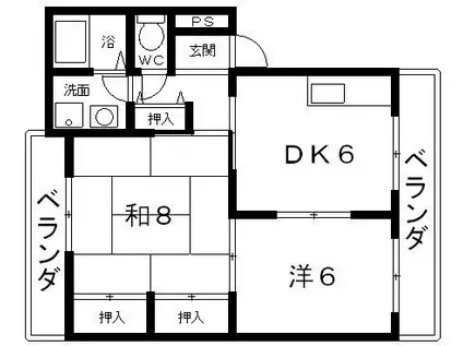 エステートモモ(2DK/2階)の間取り写真