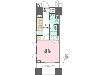 BRILLIA銀座ID(1K/4階)の間取り写真