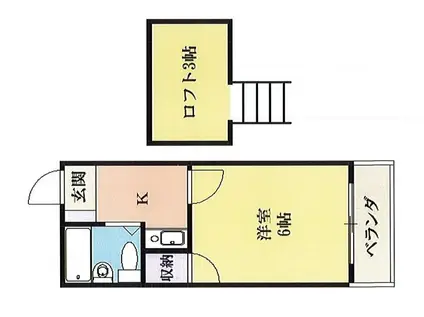 パレス忠節(1K/2階)の間取り写真