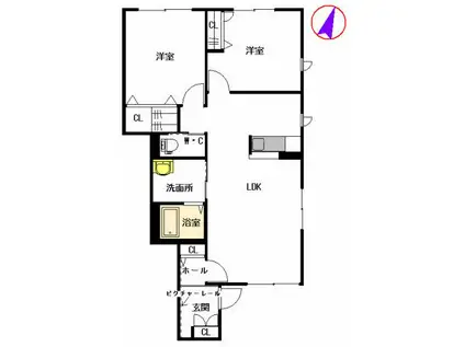 ヴィラーチェ近藤(2LDK/1階)の間取り写真